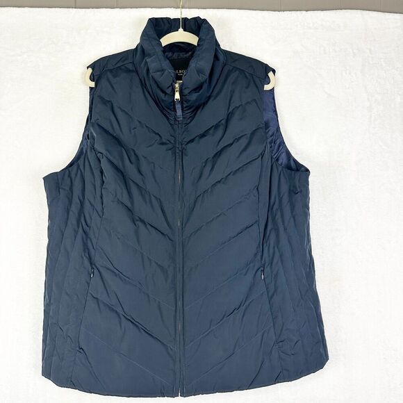 Talbots Jackets & Blazers - Talbots Down Puffer Vest Size 2X Navy Blue Quilted Cinch Back Full Zip Pockets